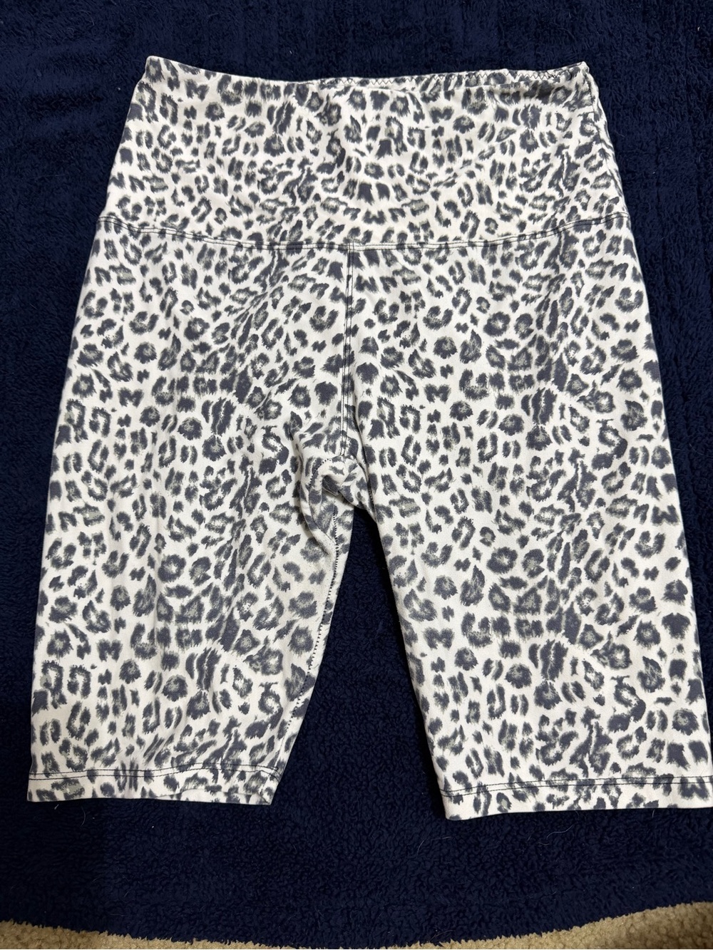 Girls' Leopard Print Bike Shorts - White and Gray